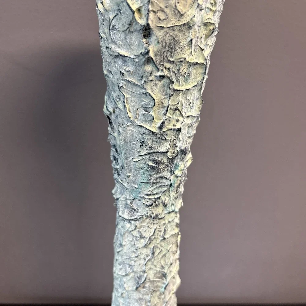 Upcycled Tall Vase Grunge Moody‎ Textured Painted White Waxed Resin Blend 15